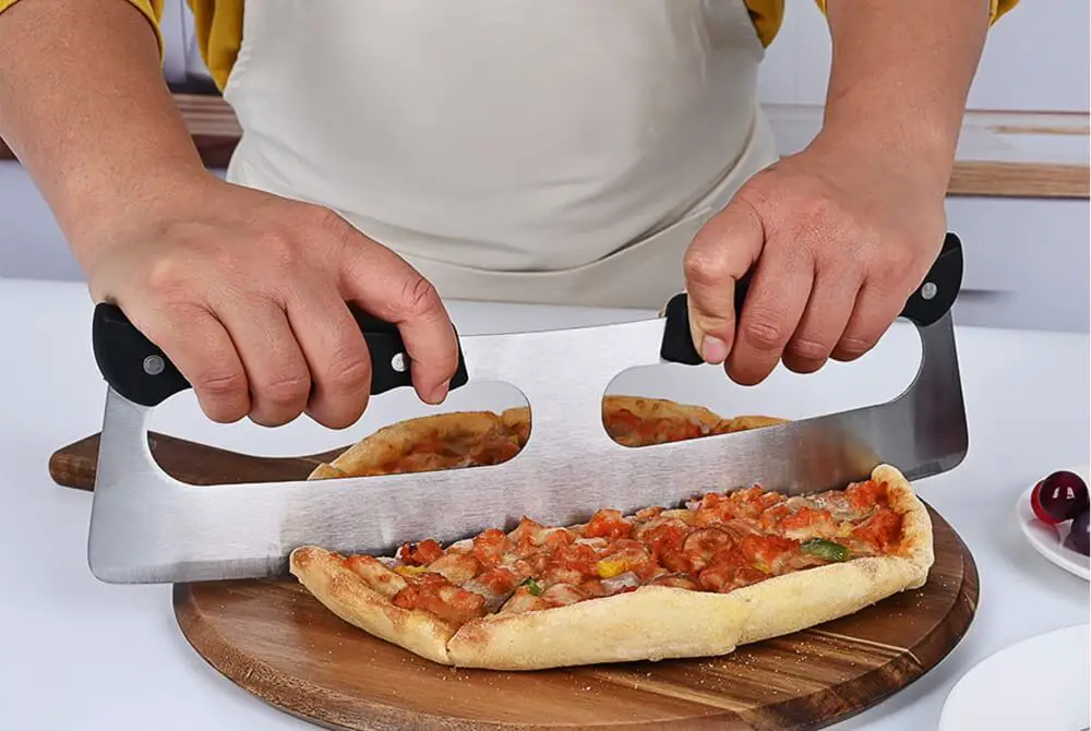 pizza is cut with sharp rocker