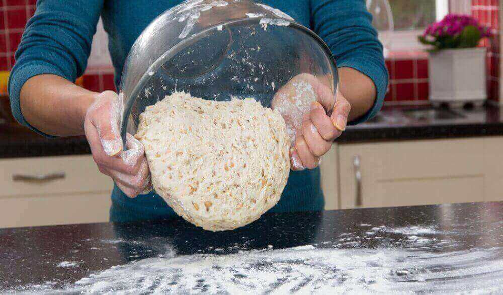 pizza dough kneading