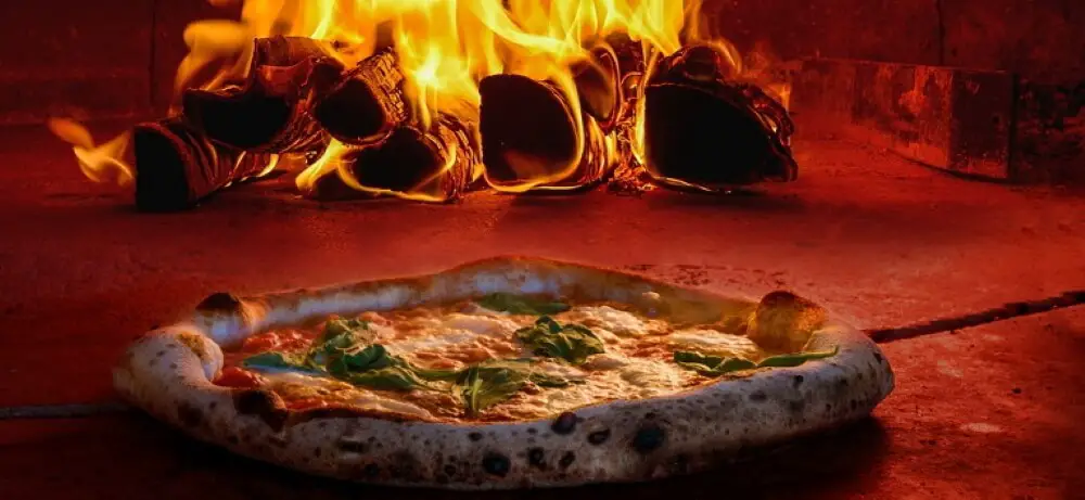 pizza in wood fired oven