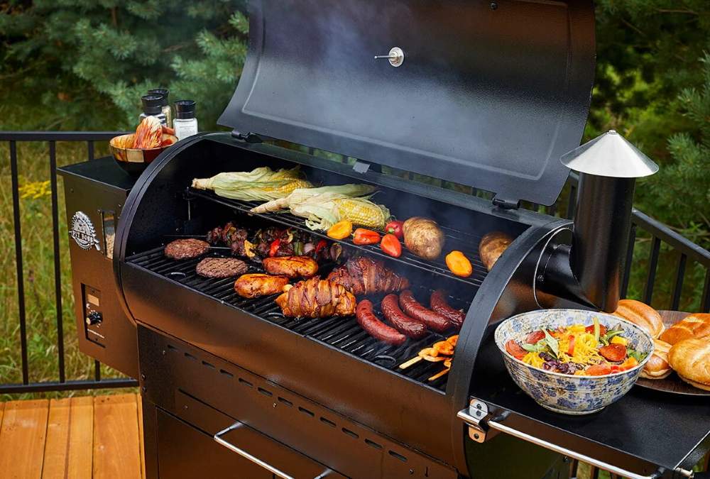 Pit Boss pellet grill with open cover